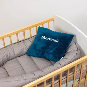 Dekorativní polštářek Tulimese Polštářek s výšivkou petrolejový