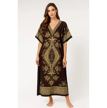 Dámské šaty Šaty,kaftan dlouhý Ornament Brown