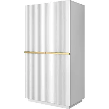 Šatní skříň BOGART. Dvoudveřová skříň Nicole, bílý mat / zlaté úchyty