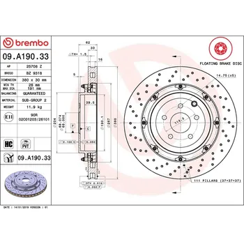 Brzdový kotouč Brzdový kotouč BREMBO 09.A190.33