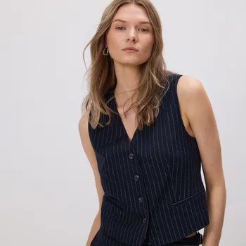 Dámský kabát Reserved - Obleková vesta z viskózové směsi - tmavomodrá - 297GF-59X - 297GF-59X-XL