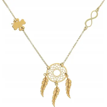 Náhrdelník Řetízek s lapačem snů, nekonečný čtyřlístek , 50 cm, stříbro