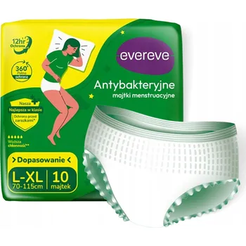 Menstruační kalhotky ABSORPČNÍ MENSTRUAČNÍ KALHOTKY PRO ŽENY EVEREVE ANTIBAKTERIÁLNÍ 10 KS VELIKOST: L-XL