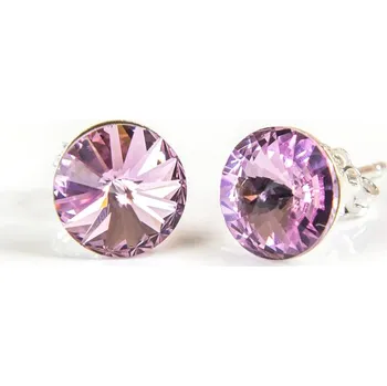 Náušnice Stříbrné Náušnice 925 s krystaly Swarovski Rivoli 6 VIO