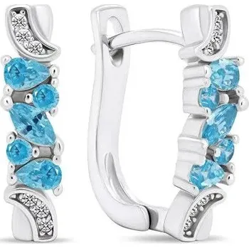 Náušnice Brilio Silver Slušivé stříbrné náušnice s modrými zirkony EA464WAQ