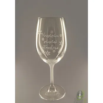 Sklenice Pískovaná sklenice na víno - Nasávám vánoční atmosféru