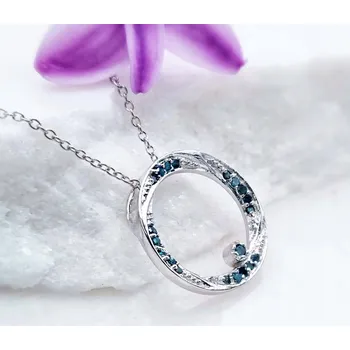 Náhrdelník STŘÍBRNÝ PŘÍVĚSEK S PŘÍRODNÍMI DIAMANTY + ŘETÍZEK