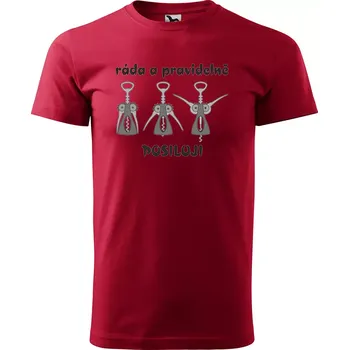 Pánské tričko Sablio Tričko s potiskem Ráda a pravidelně posiluji - červené S