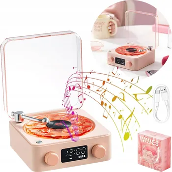 Bluetooth reproduktor Gramofon s Bluetooth, retro styl, stereo reproduktory, s noční lampičkou.