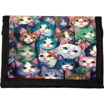 Peněženka Peněženka kočky barevná látková pohodlná pro děti a mládež
