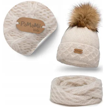 Čepice PaMaMi dětská souprava 2 ks béžová, univerzální velikost (one size)
