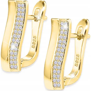 Náušnice Zlaté Náušnice 925 Anglické Zapínání POZLACENÉ 585 Klipsy se Zirkony