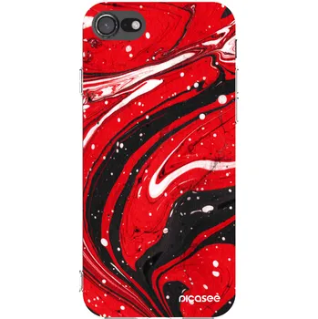 Pouzdro na mobilní telefon Picasee silikonový průhledný obal pro Apple iPhone SE 2022 - Red black