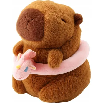 plyšák Plyšová Kapybara Růžové záchranné kolo s jednorožcem Hnědá 20 cm