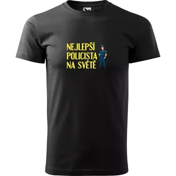 Pánské tričko Sablio Tričko s potiskem Nejlepší policista na světě - černé 2XL