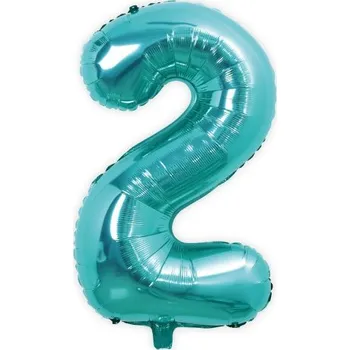 Balónek Fóliový balónek Číslice 2 tyrkysový Tiffany 92 cm