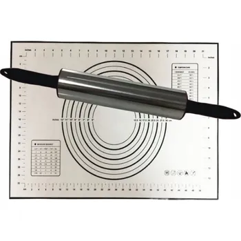 Váleček na těsto SADA: SILIKONOVÝ VÁL + VÁLEČEK + PODLOŽKA NA TĚSTO