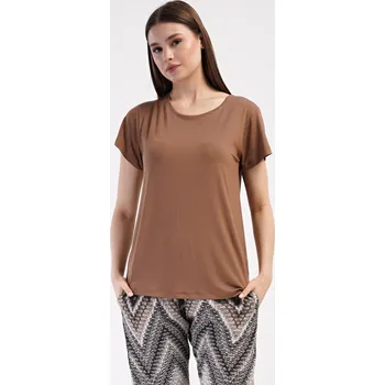 Pánské pyžamo Dámské pyžamo dlouhé Julie hnědá XL