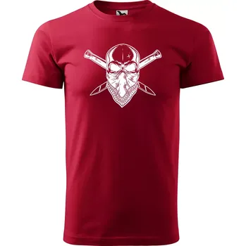 Pánské tričko Sablio Tričko s potiskem Lebka s šátkem - červené XL