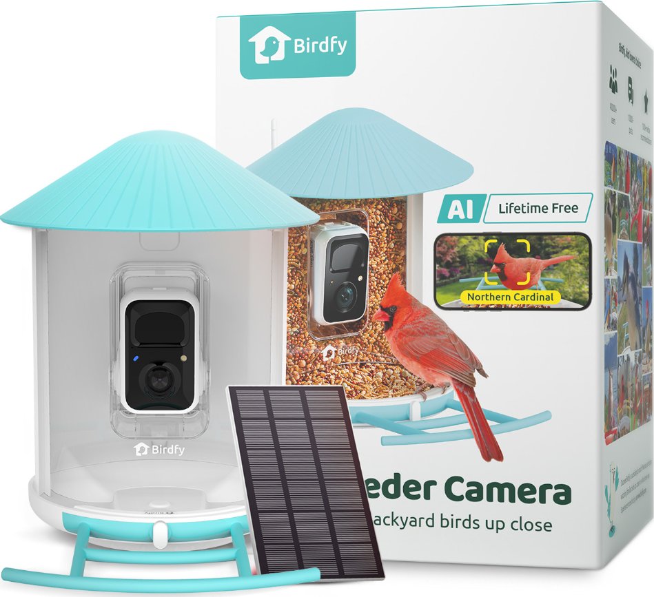 Birdfly Krmítko s kamerou a solárním panelem bílé/modré 1,5 l od 3 167 ...