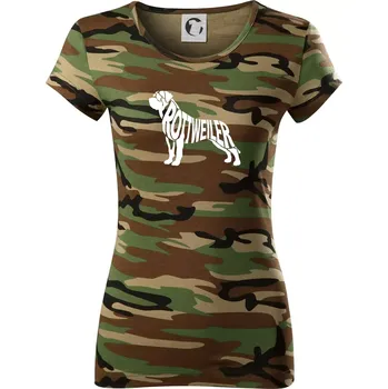 Dámské tričko Rotvajler - Dámské maskáčové triko - M ( Hnědý maskáč )