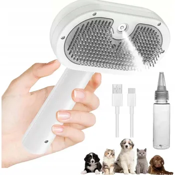 Kartáč pro zvířata Elektrický PARNÍ kartáč na ČESÁNÍ srsti psa kočky SAMOČISTÍCÍ