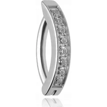 Piercing Titanový piercing do pupíku clicker se zirkony stříbrný navel 1,6/12