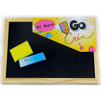 Obraz DŘEVĚNÁ KŘÍDOVÁ TABULE MALÁ ČERNÁ KŘÍDA + HOUBIČKA