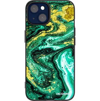 Pouzdro na mobilní telefon Picasee silikonový černý obal pro Apple iPhone 14 - Green Gold