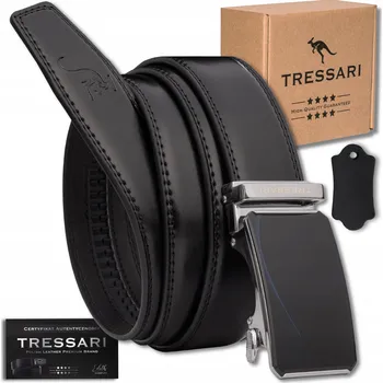 Opasek Pásek černý TRESSARI pravá kůže 100% automatická spona pánský k obleku