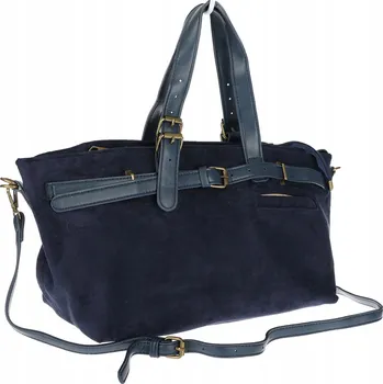 Dámská semišová shopper kabelka jezevčík italská 1255 Tmavě modrá