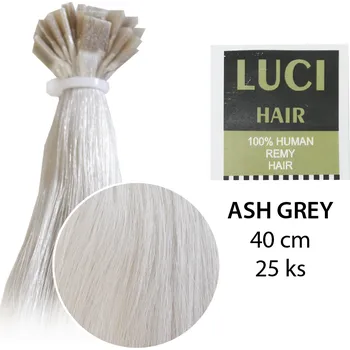 Příčesek LCH prodloužené vlasy odstín ASH GREY délka 40 cm - 25 pramenů