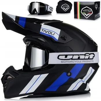 Helma na motorku MOTOCYKLOVÁ PŘILBA | VITO TIVOLI BLACK/BLUE | OFF-ROAD ENDURO CROSS QUAD ATV