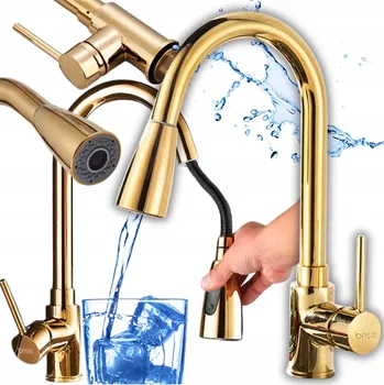 Vodovodní baterie Stojánková kuchyňská baterie Briso Łazienka, zlatá