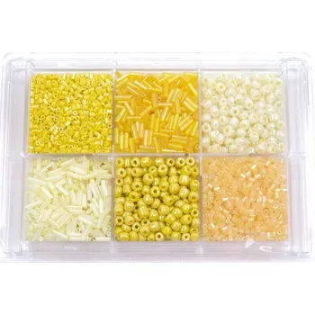 Dětské navlékací korálky Korálky skleněné sada cca 80g. Žlutá