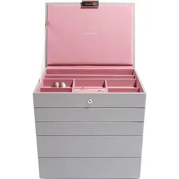 Šperkovnice Pětipatrová šperkovnice classic šedo-růžová
