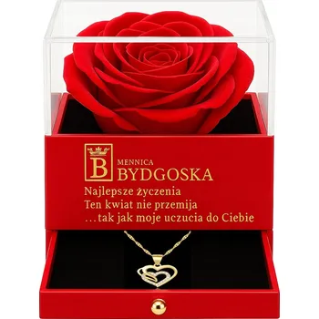 Náhrdelník Stříbrný dámský náhrdelník srdce s pouzdrem na dárek růže pozlacené stříbro