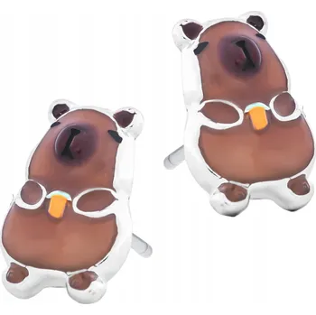 Náušnice Stříbrné náušnice 925 Jídlo Kapybara Mrkev Puzeta pro děti DÁREK