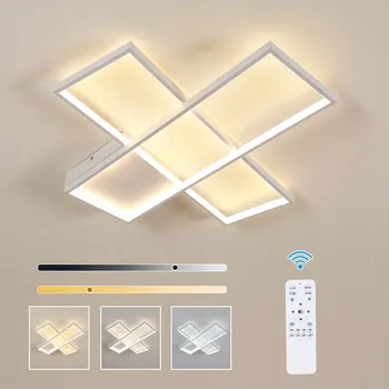 LED Stropní Svítidlo Závěsné BÍLÉ Čtvercové do Obýváku STÍMATELNÉ + DÁLKOVÉ OVLÁDÁNÍ 30W