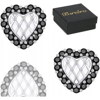 Náušnice Stříbrné náušnice 925 se srdíčky a kubickými zirkony, STŘÍBRO puzetky pro ženy