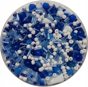 Dětské navlékací korálky Korálky skleněné směs 120g modré