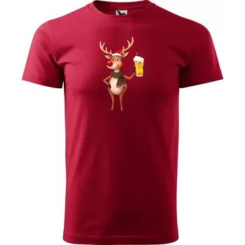 Pánské tričko Sablio Vánoční tričko s potiskem pro pivaře Sob s pivem - červené L