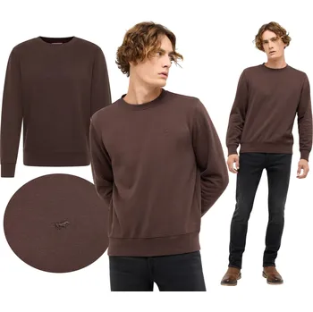 Pánská mikina Pánská Mikina Mustang Hnědá Bez Kapuce Bavlněná Clio Logo Výšivka vel. M