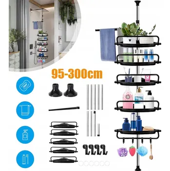 Koupelnový nábytek TELESKOPICKÝ ROHOVÝ REGÁL DO SPRCHY, POLICE DO SPRCHY, S 5 KOŠÍKY