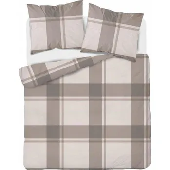 Povlečení Saténové Povlečení hnědo-béžová kostka 140x200 elegantní bavlna pro mládež