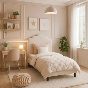 Postel JAKS Postel krémová velúr 90 × 200 cm Crater