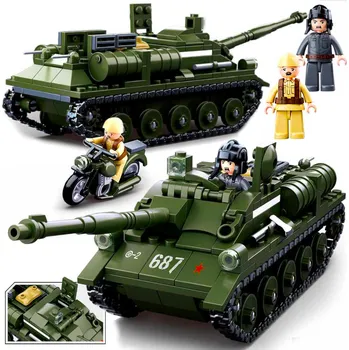 ostatní stavebnice Stavebnice Tank SU-85 Stíhač tanků Vojsko 2 figurky ARMÁDA + motor +2 LEGO ZBRAŇ