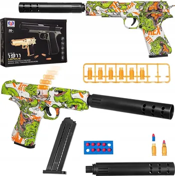 Dětská zbraň PISTOLE GLOCK BEZPEČNÉ PĚNOVÉ NÁBOJE EVA ŠIPKY VYPADÁVAJÍCÍ NÁBOJNICE