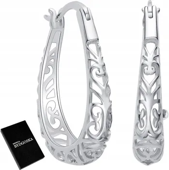 Náušnice Stříbrné náušnice s rhodiovaným povrchem, visací, s prolamovaným vzorem, stříbro 925, pro ženy