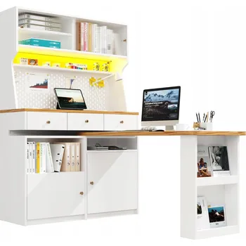 Jídelní stůl Kuchyňské skříňky 137*45*178 cm LED Příborník 2 dveře a 3 zásuvky Rozšiřitelné